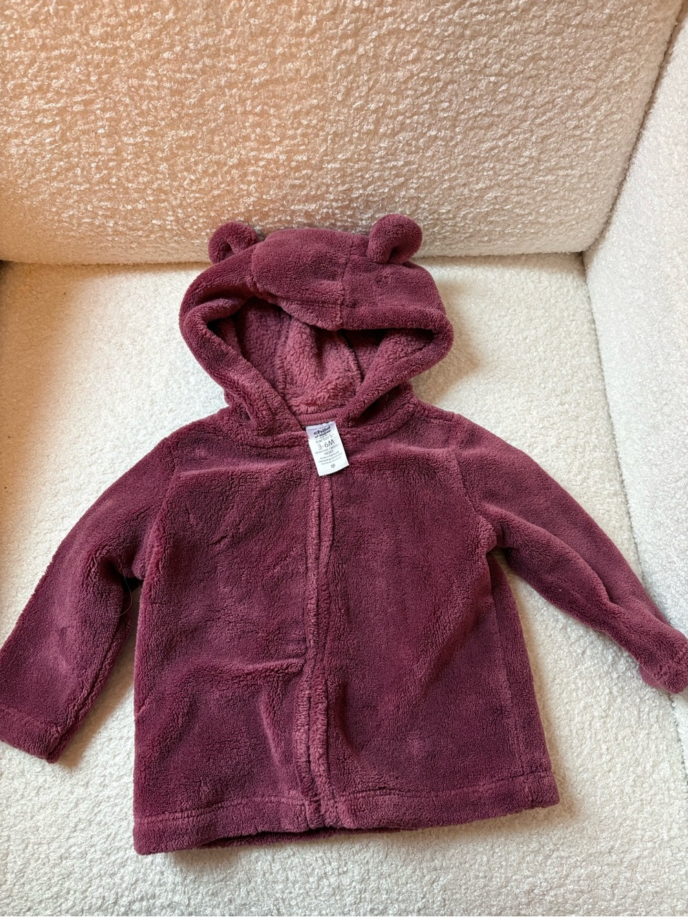 child of mine Plush Bear-Ear Hooded Jacket in Deep Plum